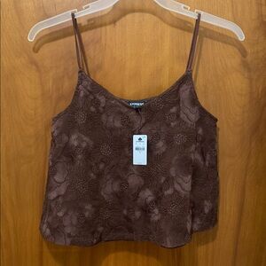Express Mesh Lace Floral Brown Cami